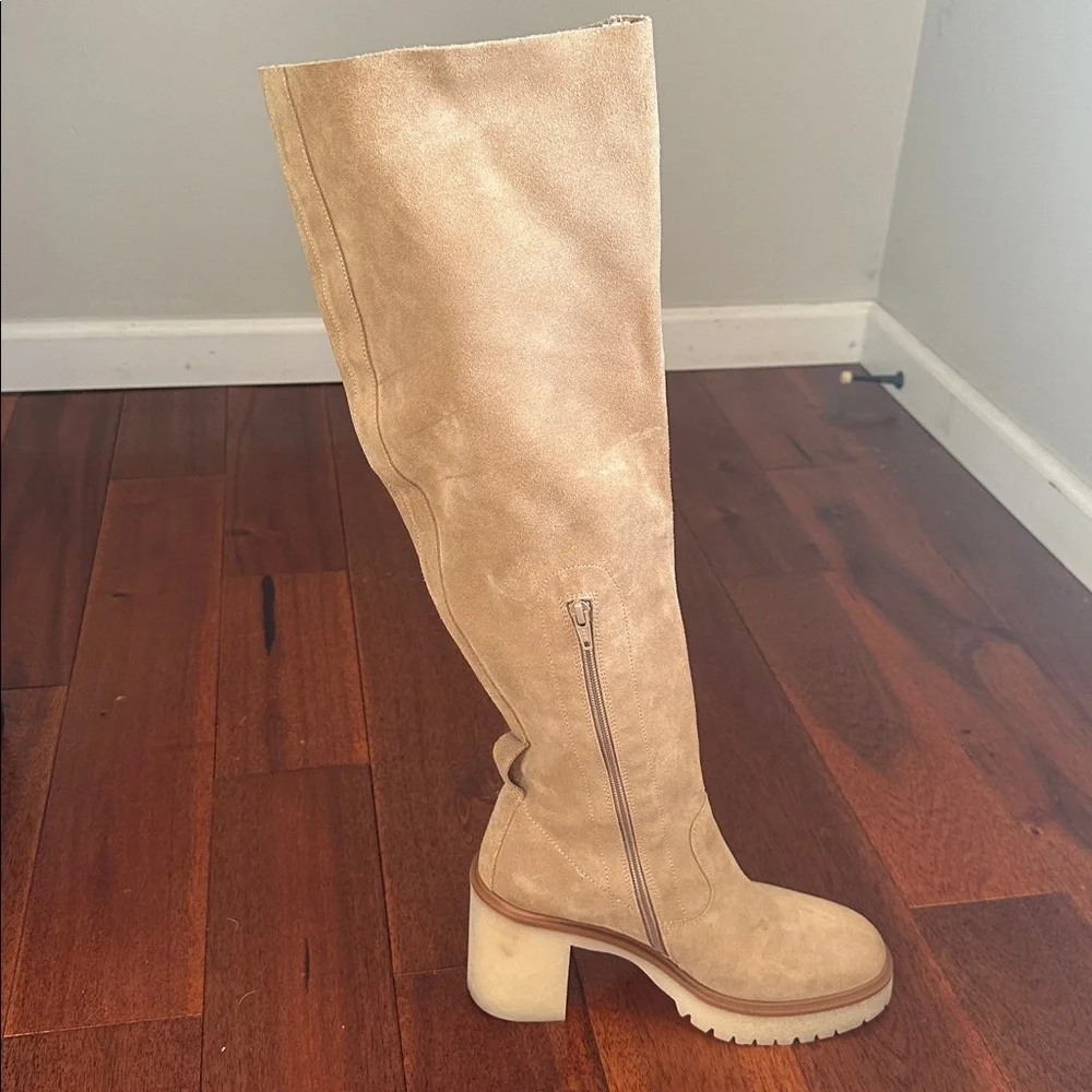 Free People Cream Over the Knee Boots Size 10.5